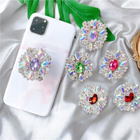 KAUKKO Crystal Gem Flash Phone Ring Holder,Sparkle Phone Ring Grip Artificial Diamond Stand,Rhinestone Cell Finger Ring for Phones,Rose red