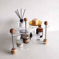 KAUKKO Acrylic Aromatherapy Tray,Clear Irregular Shape Desktop Storage, Home Decoration Ornaments,Double layer