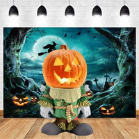 KAUKKO Pumpkin Light Knight Figurines, Halloween Glowing Pumpkin Knight, with Pumpkin LED Light Up Garden Gnomes Decoration Resin(B style)