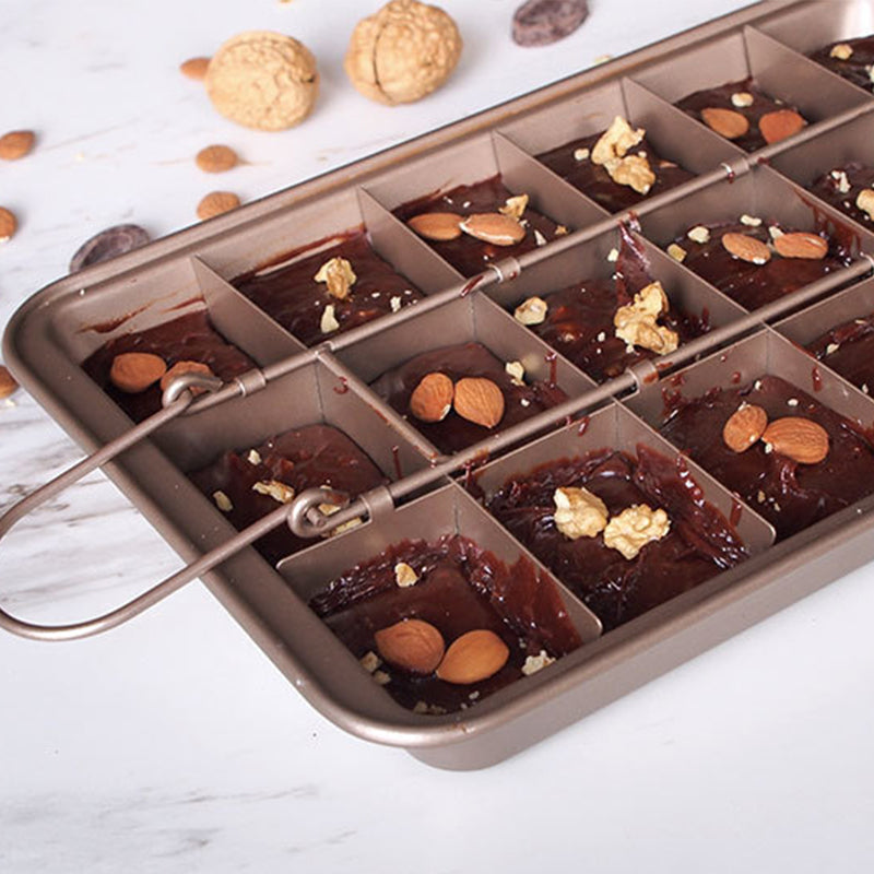 Brownie Pan with Dividers Nonstick Brownie Pans and Cutters, Make 18 Pre-Cut Brownies at Once Perfect Individual Brownie Baking Pan All Edge- 7.8