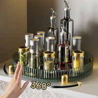 KAUKKO 360 Rotating Makeup Organizer Beauty Organizer Clear Cosmetic Storage Display Case with 1 Layers and Detachable Shelves Green