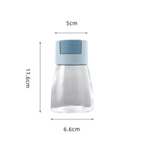 KAUKKO 180 ml Quantitative glass seasoning jar,Kitchen seasoning box Household seasoning bottle,0.5 g Press-type salt control jar Blue