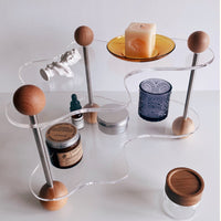 KAUKKO Acrylic Aromatherapy Tray,Clear Irregular Shape Desktop Storage, Home Decoration Ornaments,Double layer