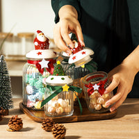 KAUKKO Glass Animal Cookie Jars 8.9 in Elegant Storage Jar with Lid, Decorative Wedding Candy Organizer Canisters Home Decor Centerpieces Dwarfs