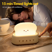 KAUKKO Toast Bread Night Light ,Soft LED Toast Lamp with Rechargeable and Timer,Portable Bedroom Bedside Bed,Table Lamps Graduation Gifts，CN02-yellow