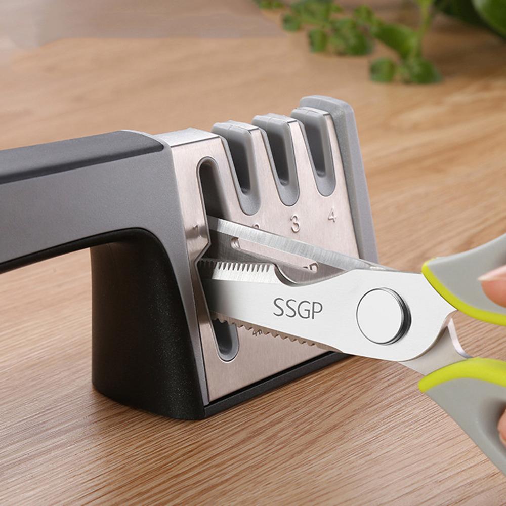 Multi-functional Four Stages Knife Sharpener, Stainless Steel Kitchen Knife  Sharpener, With Small Accessories And Steak Fork, Home Kitchen Tool