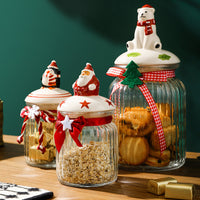 KAUKKO Glass Animal Cookie Jars 5.9 in Elegant Storage Jar with Lid, Decorative Wedding Candy Organizer Canisters Home Decor Centerpieces Penguin