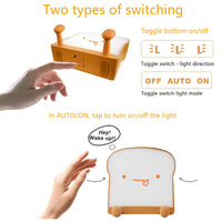 KAUKKO Toast Bread Night Light ,Soft LED Toast Lamp with Rechargeable and Timer,Portable Bedroom Bedside Bed,Table Lamps Graduation Gifts，CN01-1