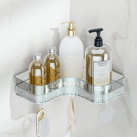 KAUKKO 2 Pack Adhesive Triangle rack Shower Shelves , No Drilling Wall Mounted Shower Storage Organization,10.4 in * 10.4 in,White