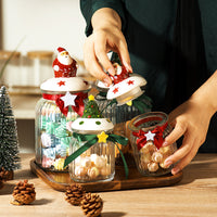 KAUKKO Glass Animal Cookie Jars 8.9 in Elegant Storage Jar with Lid, Decorative Wedding Candy Organizer Canisters Home Decor Centerpieces Christmas tree