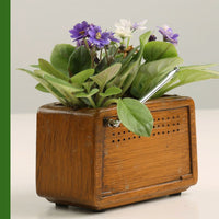 KAUKKO Vintage Garden Pots for Live Succulents Plants Cute planters  Radio Vintage Storage Basin Funny Succulent pots Light brown