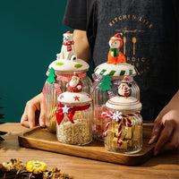 KAUKKO Glass Animal Cookie Jars 5.9 in Elegant Storage Jar with Lid, Decorative Wedding Candy Organizer Canisters Home Decor Centerpieces Polar bear