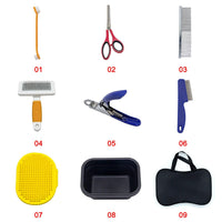 Fur & claw care kit for dogs, with dog scissors / dog brushes / undercoat brushes / coat change care / dog combs / claw care