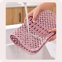 KAUKKO Silicone Dish Drying Mat,32 cm * 43 cm, for Kitchen Counter, Heat Resistant Hot Pot Holder, Non-Slip Silicone Sink Mat Pink