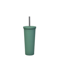 KAUKKO Simple Modern Insulated Tumbler Cup with Flip Lid and Straw Lid | Reusable Stainless Steel Water Bottle Iced Coffee Travel Mug | Classic Collection | 24oz (710ml) Grey green