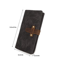 KAUKKO Canvas Long Wallet Drawstring Retro Multifunctional Waterproof Wallet Fashion Men's Bag Black