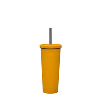 KAUKKO Simple Modern Insulated Tumbler Cup with Flip Lid and Straw Lid | Reusable Stainless Steel Water Bottle Iced Coffee Travel Mug | Classic Collection | 24oz (710ml) Yellow