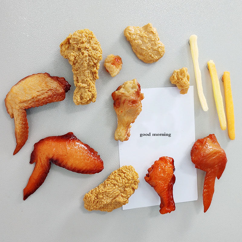 KAUKKO Fried Chicken Wings Chicken Thighs Fries Fridge Magnets, 12er-Set
