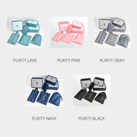 KAUKKO 7 Set Packing Cubes, Travel Luggage Organizers with Laundry Bag & Shoe Bag (PURITY PINK)