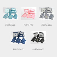 KAUKKO 7 Set Packing Cubes, Travel Luggage Organizers with Laundry Bag & Shoe Bag (PURITY NAVY)