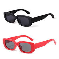 KAUKKO Rectangle Sunglasses for Women Retro Driving Glasses 90’s Vintage Fashion Narrow Square Frame UV400 Protection Black Frame Grey Lens+Red Frame Grey Lens