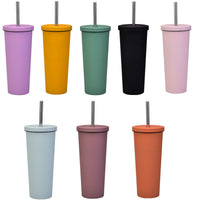 KAUKKO Simple Modern Insulated Tumbler Cup with Flip Lid and Straw Lid | Reusable Stainless Steel Water Bottle Iced Coffee Travel Mug | Classic Collection | 24oz (710ml) Purple