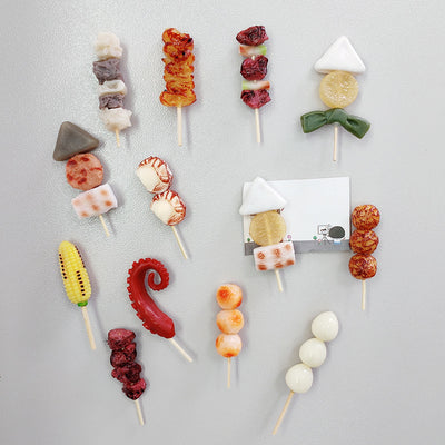 Refrigerator Magnets BBQ Theme, Tasty Meat Skewers Kebeb Kanto Cooking, 13pcs-Set