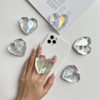 KAUKKO 2 Pcs/set Colorful Three-dimensional Diamond Heart Multi Functional Collapsible Expandable Mobile Phone Grip & Kickstand,Style 1