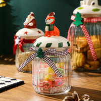 KAUKKO Glass Animal Cookie Jars 5.9 in Elegant Storage Jar with Lid, Decorative Wedding Candy Organizer Canisters Home Decor Centerpieces Polar bear