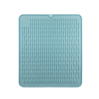 KAUKKO Silicone Dish Drying Mat,40 cm * 45 cm Dish Drainer Mat for Kitchen Counter, Heat Resistant Hot Pot Holder, Non-Slip Silicone Sink Mat,Blue