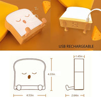KAUKKO Toast Bread Night Light ,Soft LED Toast Lamp with Rechargeable and Timer,Portable Bedroom Bedside Bed,Table Lamps Graduation Gifts，CN01-2