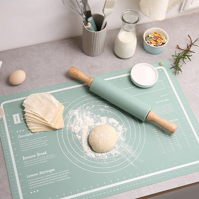 Silicone Pastry Mat Non Stick-Large Rolling Dough with Measurements-Non Slip Pizza,Fondant,Pie,Cake Baking Mat