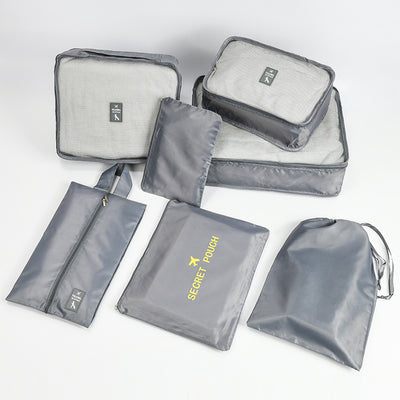 KAUKKO 7 Set Packing Cubes, Travel Luggage Organizers with Laundry Bag & Shoe Bag (PURITY GREY)