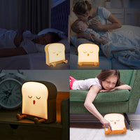 KAUKKO Toast Bread Night Light ,Soft LED Toast Lamp with Rechargeable and Timer,Portable Bedroom Bedside Bed,Table Lamps Graduation Gifts，CN01-2