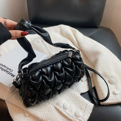 KAUKKO Fashion Women Shoulder Bags Solid Color Messenger Bag Black