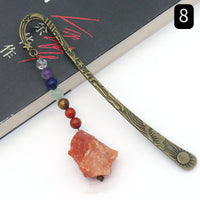 KAUKKO Crystal Bookmark Vintage Metal Natural crystal agate colorful rough Bookmarks for Women Student Teacher Graduation Christmas Gift Onyx