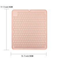 KAUKKO Silicone Dish Drying Mat,40 cm * 45 cm Dish Drainer Mat for Kitchen Counter, Heat Resistant Hot Pot Holder, Non-Slip Silicone Sink Mat,Pink
