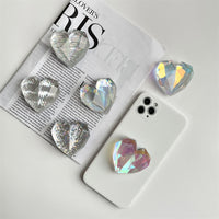 KAUKKO 2 Pcs/set Colorful Three-dimensional Diamond Heart Multi Functional Collapsible Expandable Mobile Phone Grip & Kickstand,Style 3