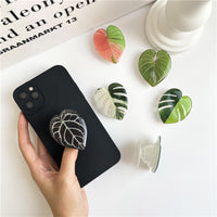 KAUKKO 2 Pcs/set Tropical Rare Leaf Plant Multi Functional Collapsible Expandable Mobile Phone Grip & Kickstand,Style 8
