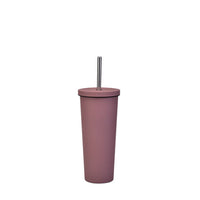 KAUKKO Simple Modern Insulated Tumbler Cup with Flip Lid and Straw Lid | Reusable Stainless Steel Water Bottle Iced Coffee Travel Mug | Classic Collection | 24oz (710ml) Smoke pink