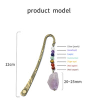 KAUKKO Crystal Bookmark Vintage Metal Natural crystal agate colorful rough Bookmarks for Women Student Teacher Graduation Christmas Gift Light purple