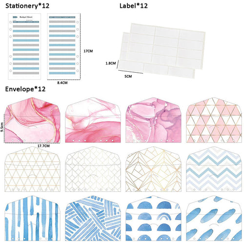 KAUKKO 1 Sets 12 Colors Contour Flap Envelopes Invitation Envelopes Self Seal Envelope Hand account notepad fresh budget card daily record B
