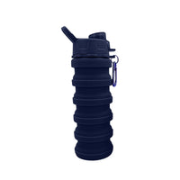 KAUKKO Collapsible Water Bottles, 18oz Reuseable BPA Free Silicone Leak-proof Travel Water Bottle with Straw for Travel Gym Camping Hiking, Portable Sports Water Bottle with Carabiner（B Grey）