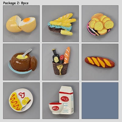 Refrigerator Magnets Food Theme, Bread Breakfast Egg Coffee Toast for Food Lover, 8pcs-Set