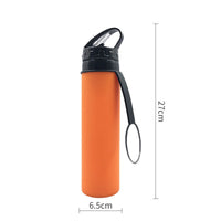 KAUKKO Collapsible Water Bottles, 18oz Reuseable BPA Free Silicone Leak-proof Travel Water Bottle with Straw for Travel Gym Camping Hiking, Portable Sports Water Bottle with Carabiner  Orange