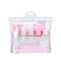 KAUKKO 8 pcs Portable Travel Bottles Set Press type Bottles Set (Pink)