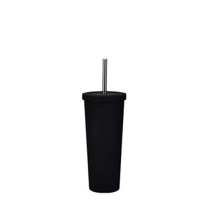 KAUKKO Simple Modern Insulated Tumbler Cup with Flip Lid and Straw Lid | Reusable Stainless Steel Water Bottle Iced Coffee Travel Mug | Classic Collection | 24oz (710ml) Black