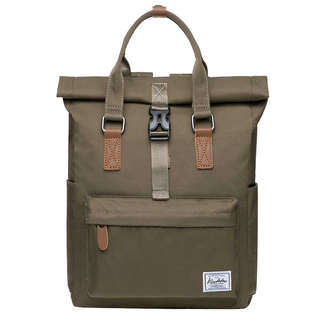 KAUKKO Backpack Everyday Essentials Daypack for Men and Women with USB Charging Port, K1047 ( Army Green/ 13.1L ) - kaukko