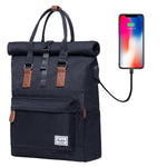 KAUKKO Backpack Everyday Essentials Daypack for Men and Women with USB Charging Port, K1047 ( Black / 13.1L ) - kaukko