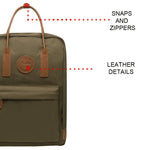 KAUKKO Backpack for daily use, K1007-2 ( Green / 15.7L ) - kaukko